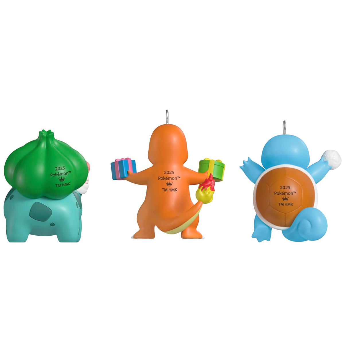 Hallmark Keepsake - Mini Adornos de Navidad 2025, Pokémon Squirtle, Charmander, Bulbasaur, Juego de 3, Regalos para Gamers