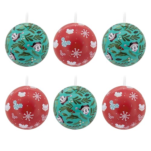 Hallmark Disney Mickey Mouse y Disney Minnie Mouse Adornos de Navidad, Bola de Lata, Juego de 12