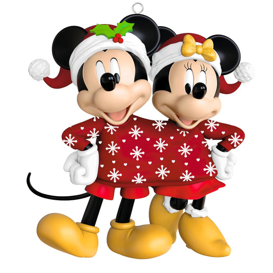 Hallmark - Adorno navideño de Recuerdo 2025, Disney Mickey y Minnie Sweethearts, Regalos para Fans de Disney