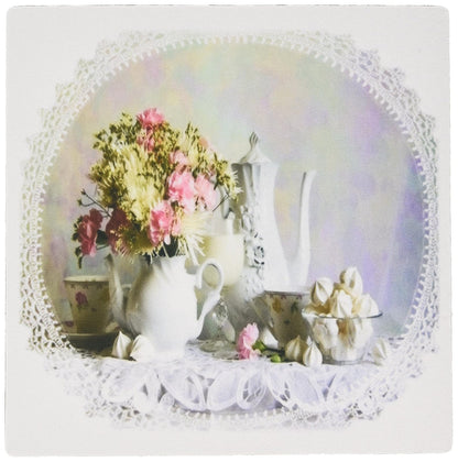 3dRose 8 X 8 X 0.25 Inches Victorian Still Life in White N Pink Mouse Pad (mp_109413_1)