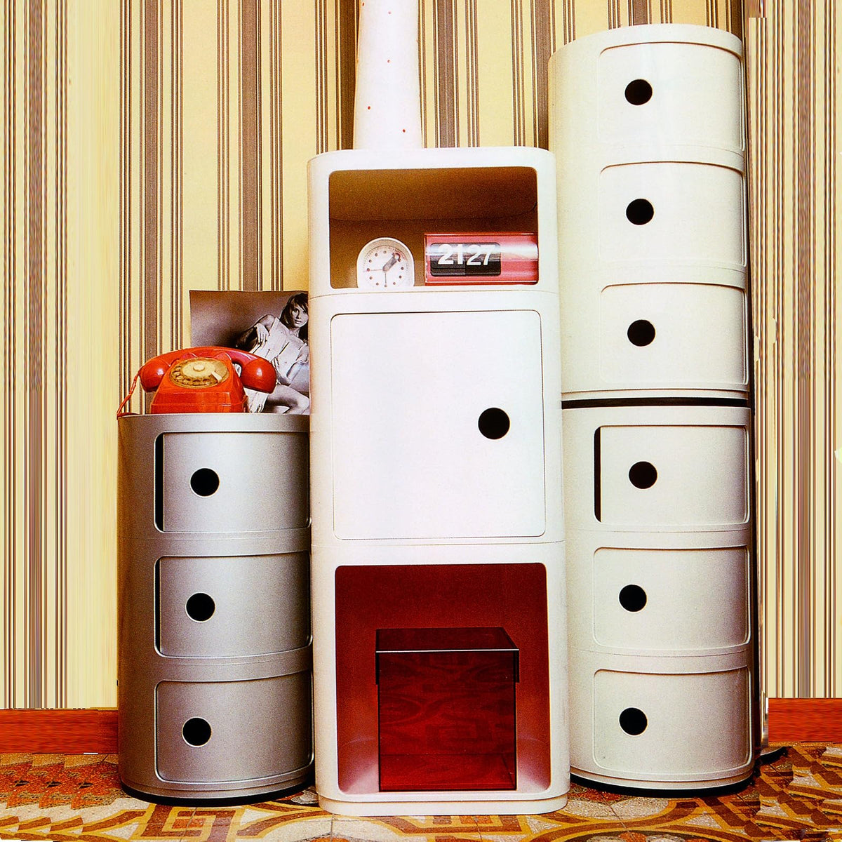 Kartell Mueble de Almacenaje Componibili Redondo de Dos Puertas, color Rojo