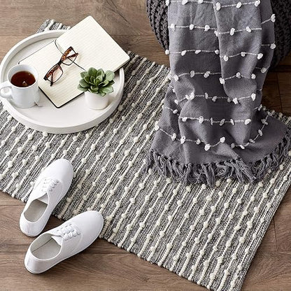 DII Slub Rug Collection - Bucle de algodón Reciclado, 2 x 3 pies, Gris Mineral