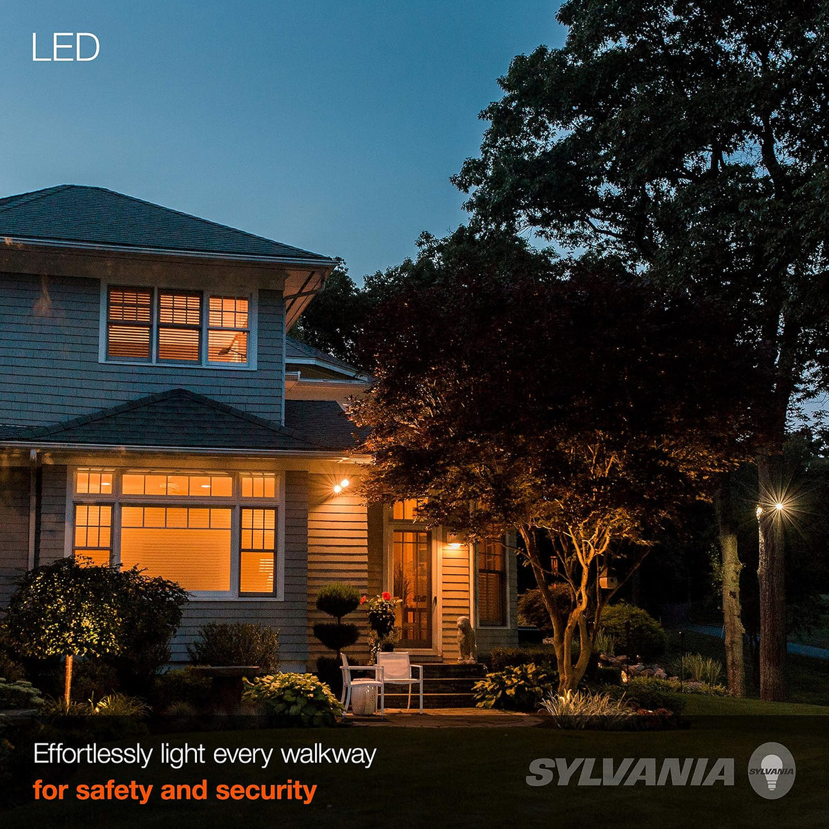 LEDVANCE Sylvania Night Chaser - foco LED PAR38, 250 W = 23 W, 22 años, regulable, superbrillante 2650 lúmenes, clasificación húmeda, 3000 K, blanco, paquete de 2 (41359)