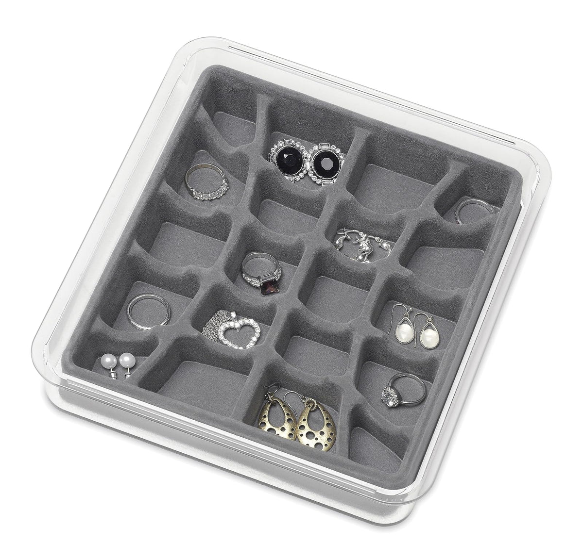Whitmor Bandeja apilable para Joyas, 20 Secciones, Color Gris