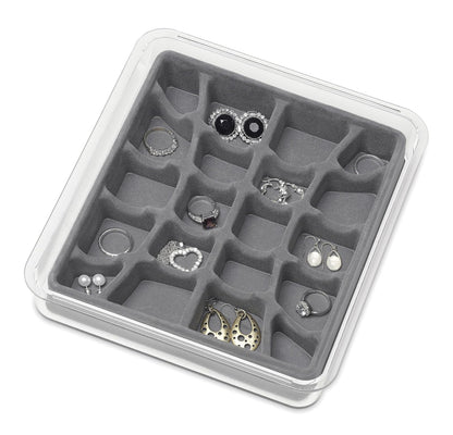 Whitmor Bandeja apilable para Joyas, 20 Secciones, Color Gris