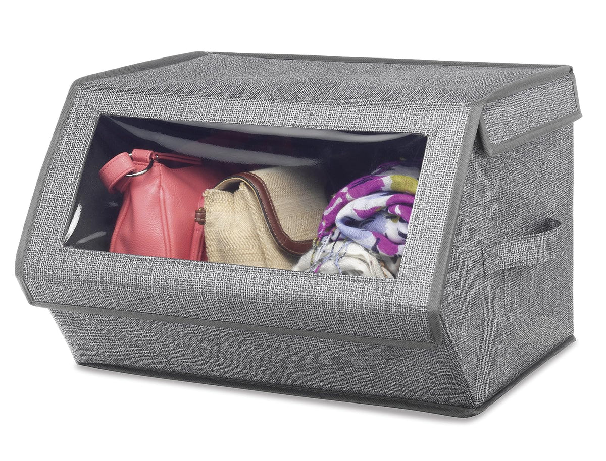 Whitmor - Caja de Almacenamiento apilable con Ventanas, Gris Sombreado, 1
