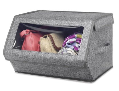 Whitmor - Caja de Almacenamiento apilable con Ventanas, Gris Sombreado, 1
