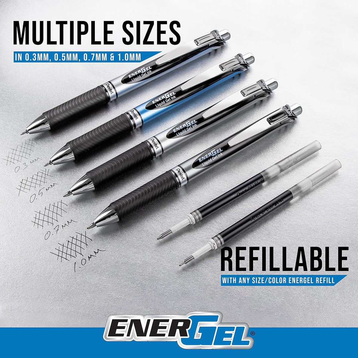 EnerGel RTX - Bolígrafo retráctil de gel líquido, tono pasión, 0,7 mm, tinta violeta surtida, paquete de 3 bolígrafos (BL77PASBP3M)
