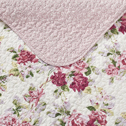 Laura Ashley - Juego de edredón Individual, Ropa de Cama Reversible de algodón con Funda a Juego, decoración Ligera del hogar para Todas Las Estaciones (Lidia Pink, Individual)