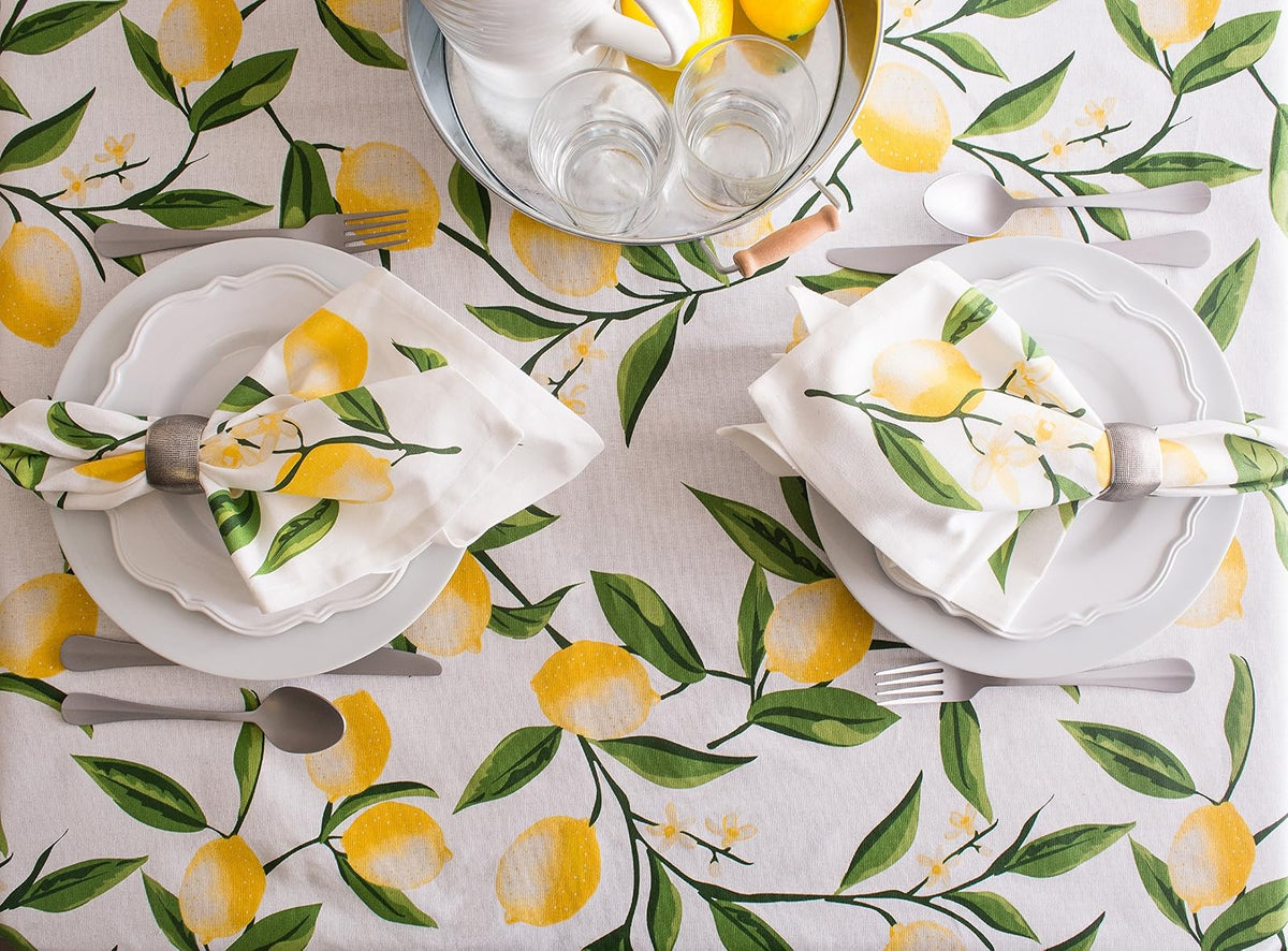DII Mantel para Cena de Fiesta, Lemon Bliss, Redondo de 177.8 cm, 1, 1