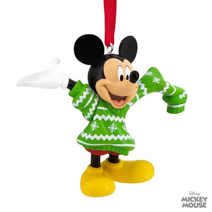 Hallmark Disney Mickey Mouse en suéter de Navidad Adorno de Navidad, Regalos para fanáticos de Disney