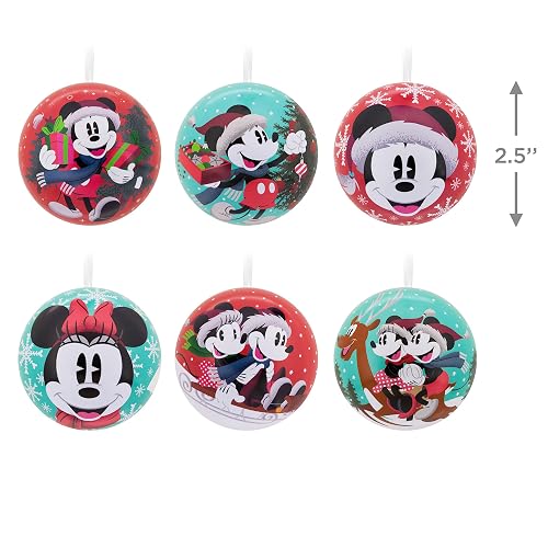 Hallmark Disney Mickey Mouse y Disney Minnie Mouse Adornos de Navidad, Bola de Lata, Juego de 12