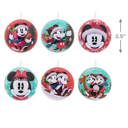 Hallmark Disney Mickey Mouse y Disney Minnie Mouse Adornos de Navidad, Bola de Lata, Juego de 12