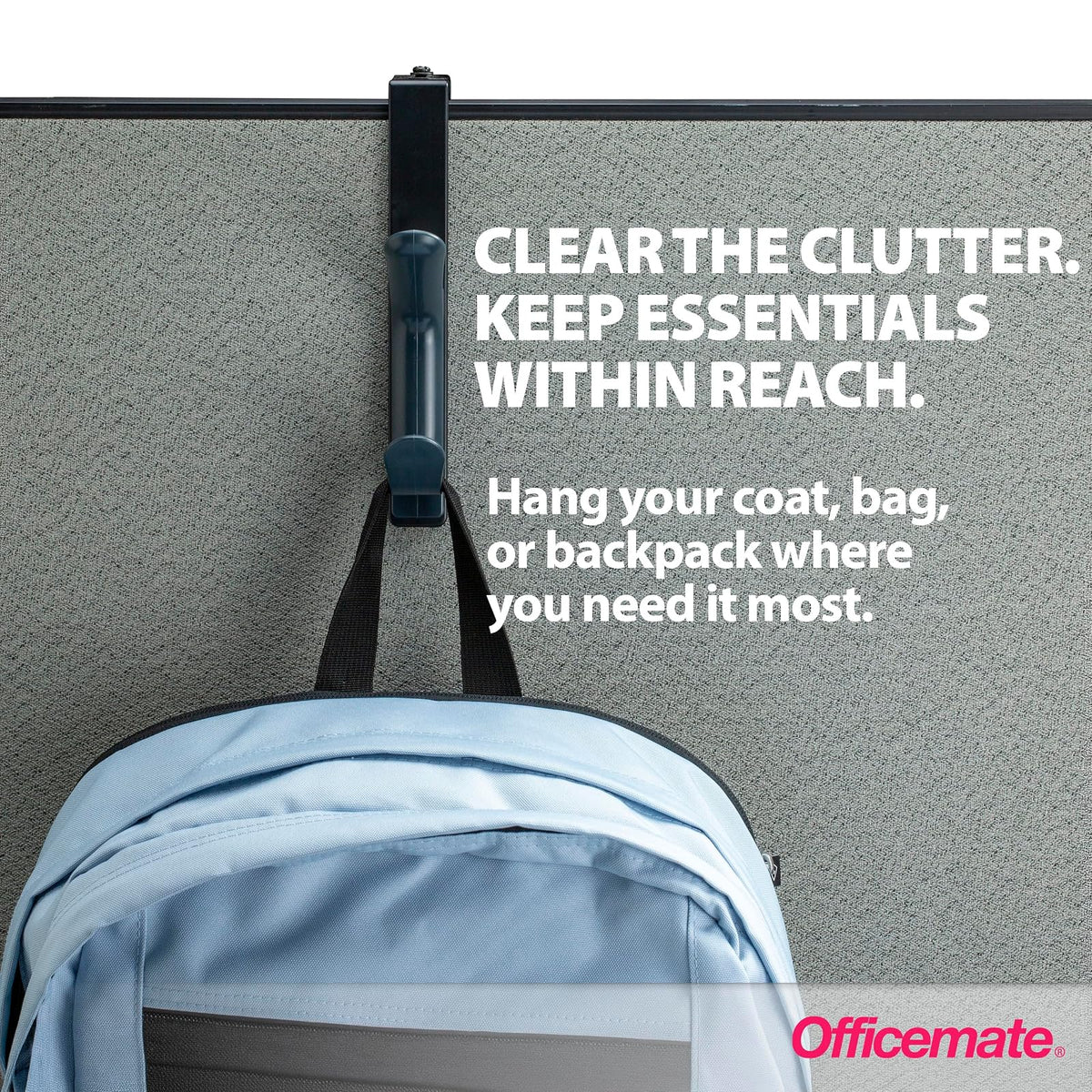 Officemate 22005 Over the Panel Double Door Hooks, charcoal