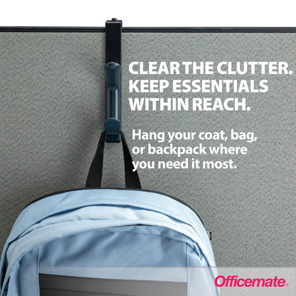Officemate 22005 Over the Panel Double Door Hooks, charcoal