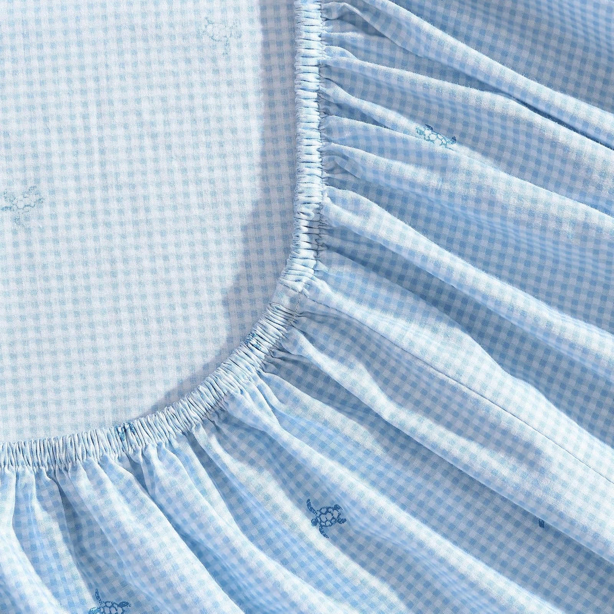 Laura Ashley - Juego de sábanas matrimoniales, algodón percal, Ligero y Transpirable para decoración del hogar (Azul [Turtle Gingham Blue], matrimonial)