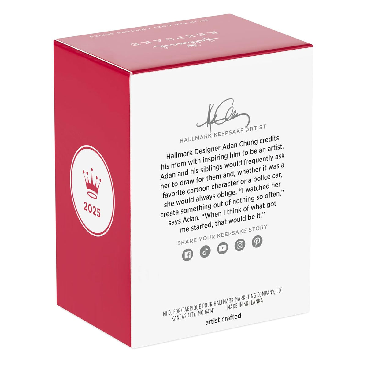 Hallmark - Adorno navideño de Recuerdo 2025, Criaturas acogedoras, Regalos para Amantes de la Naturaleza