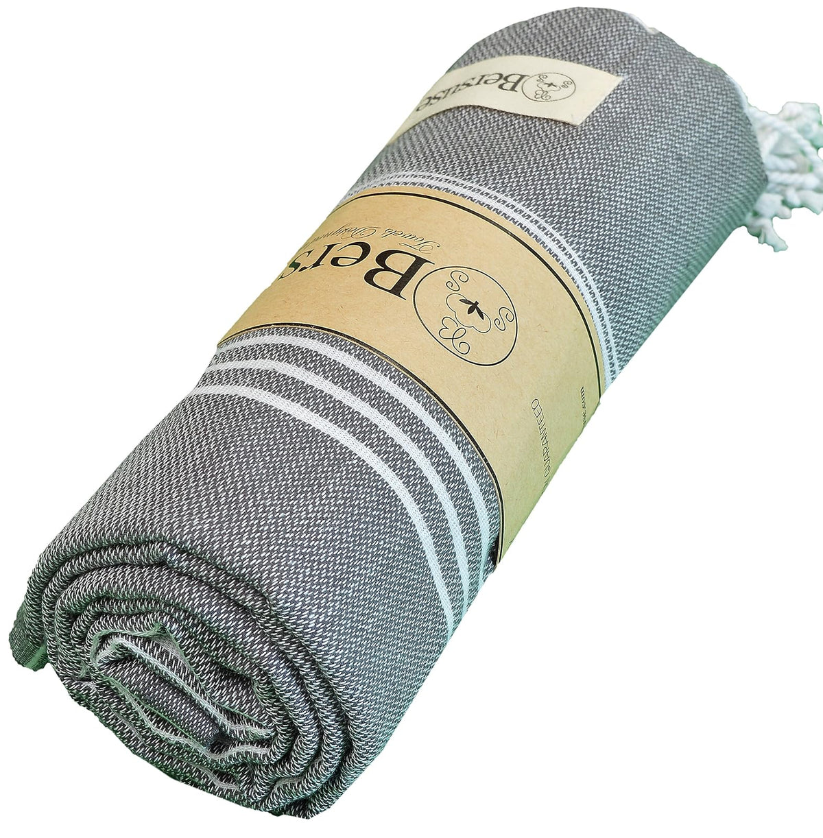 Bersuse - Manta para Cama o sofá (100% algodón, tamaño XL), diseño de Rayas, 61 x 82 Pulgadas, Color Gris