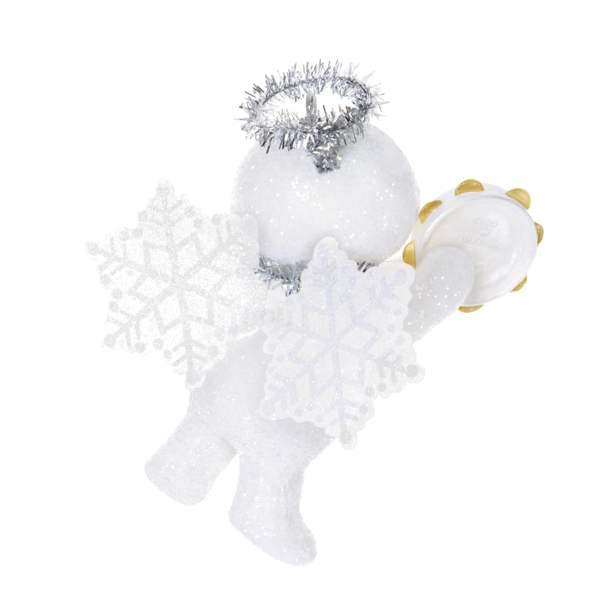 Hallmark - Adorno navideño de Recuerdo 2025, ángel de Nieve con pandereta, Regalos para coleccionistas de ángeles