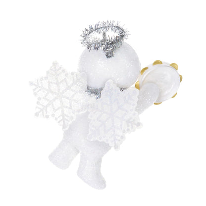 Hallmark - Adorno navideño de Recuerdo 2025, ángel de Nieve con pandereta, Regalos para coleccionistas de ángeles