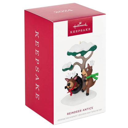 Hallmark - Adorno navideño de Recuerdo 2024, payasadas de Renos, Regalos Divertidos