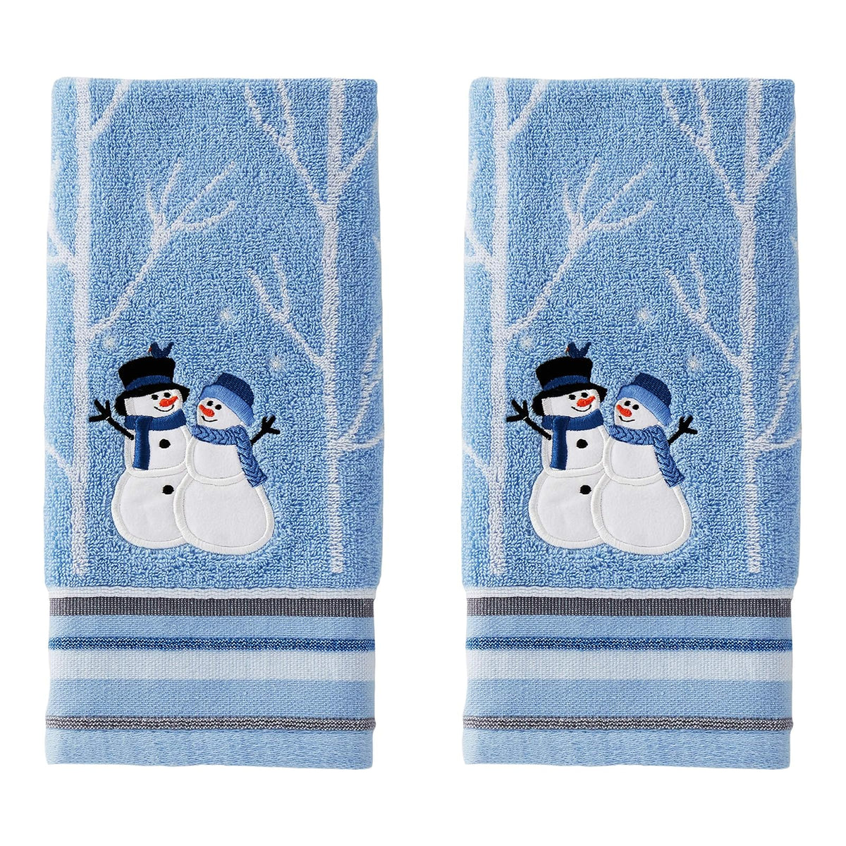 SKL Home - Juego de 2 Toallas de Mano de muñeco de Nieve para Navidad, para baño, Cocina y Regalo, Color Azul