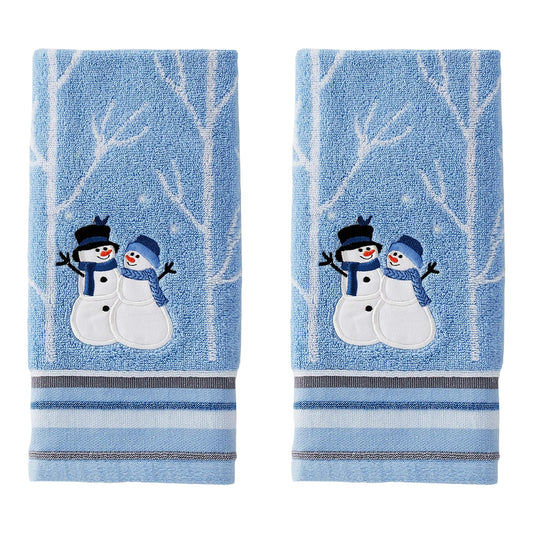 SKL Home - Juego de 2 Toallas de Mano de muñeco de Nieve para Navidad, para baño, Cocina y Regalo, Color Azul