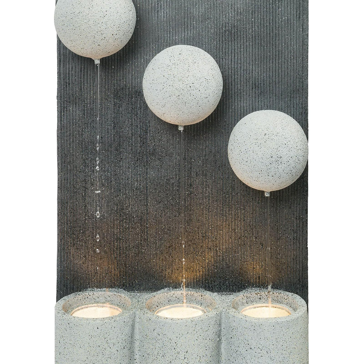 Alpine Corporation 37" Tall Indoor/Outdoor 3-Tier Modern Infinity Calming Floor Fountain with LED Lights, Gray
