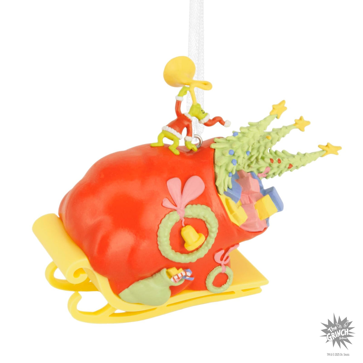 Hallmark Dr. Seuss's How The Grinch robó la Navidad Grinch on Sleigh Adornos de Navidad, Regalos de película de Navidad