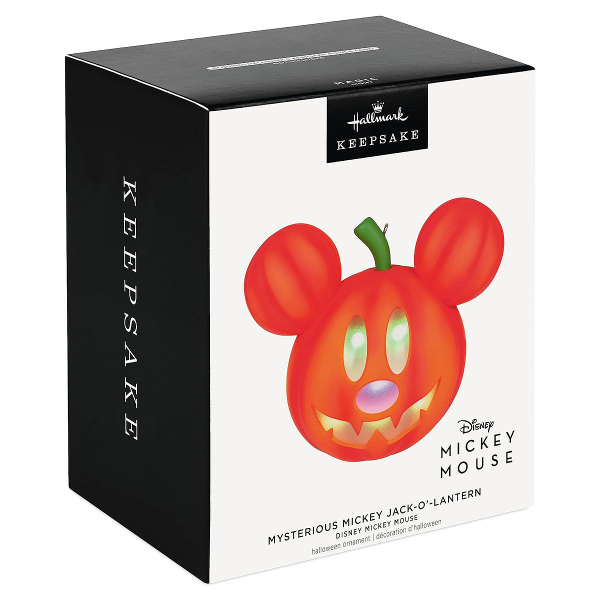 Hallmark - Adorno de Recuerdo de Halloween 2023, Disney Mickey Mouse Misterioso Mickey Jack-o'-Lantern con luz, Regalos para fanáticos de Disney