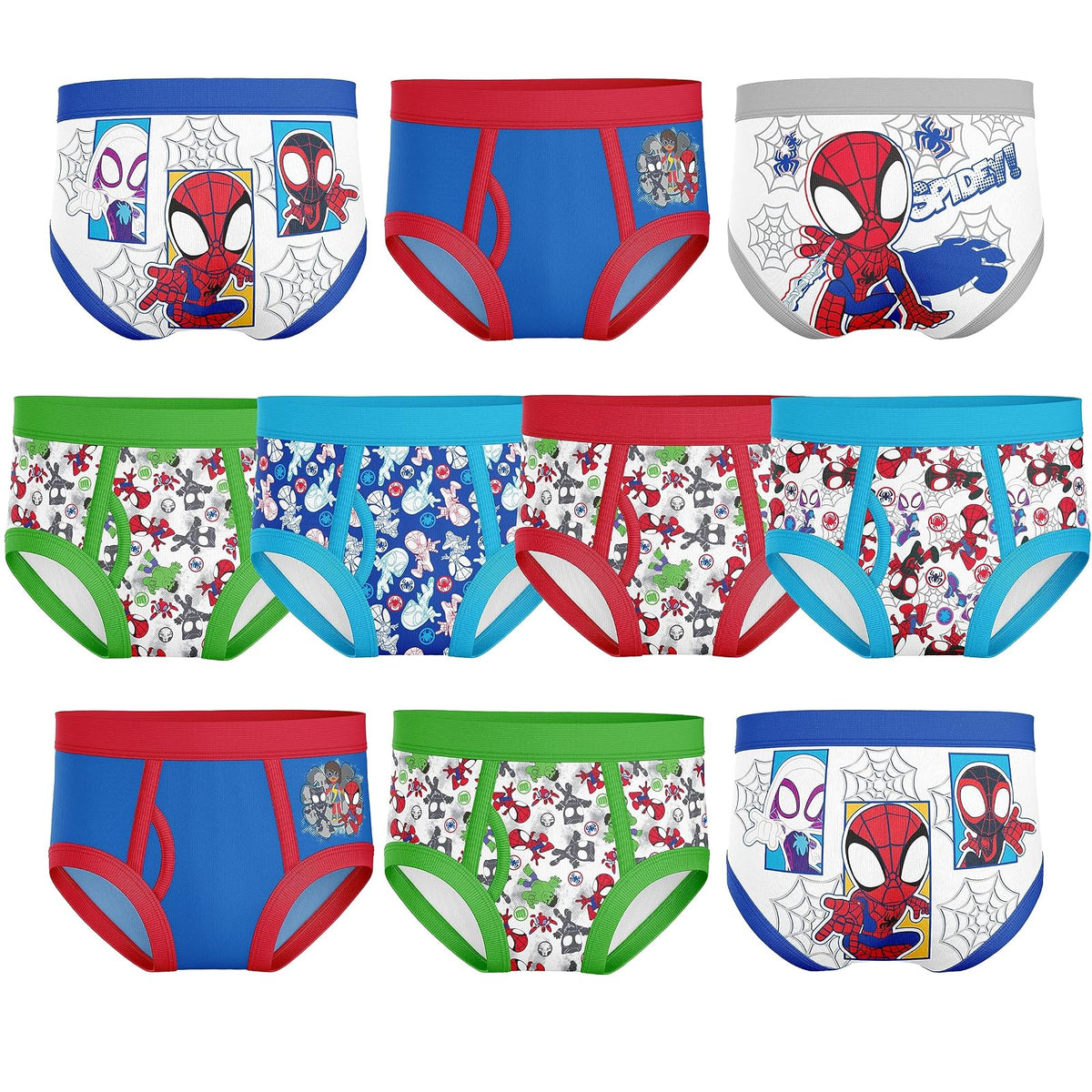 Calzoncillos Spidey and His Amazing Friends para Niño - Paquete de 10 calzoncillos Spidey Multi-Hero - 2-3 Años