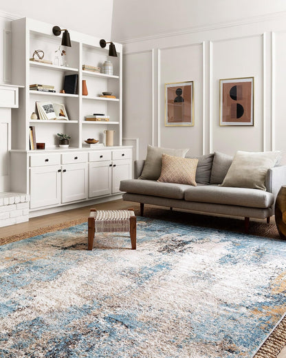 Loloi Tapete Decorativo Alchemy, Tejido a Máquina - 7'6" x 5'3" (Rectangular) - Denim - Ivory