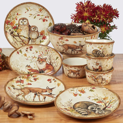 Certified International Pine Forest - Platos de ensalada/postre de 8.5 pulgadas, medianos, surtidos, juego de 4