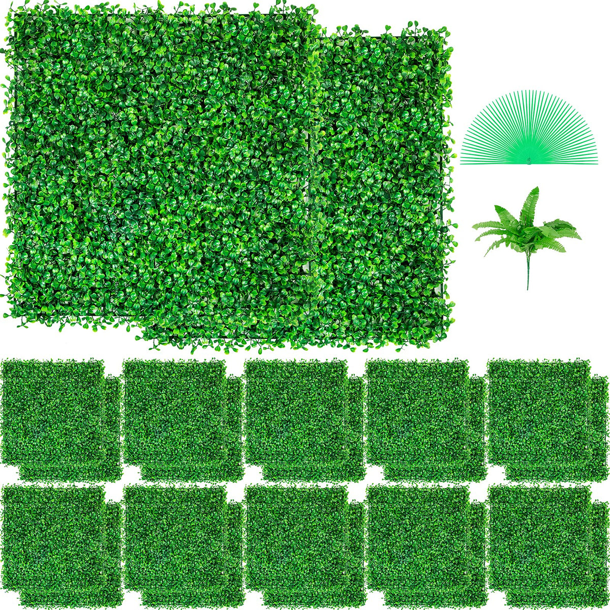 VEVOR Paneles de Boj Artificiales para Pared, Set de 24 - 24 - 10x10Inch