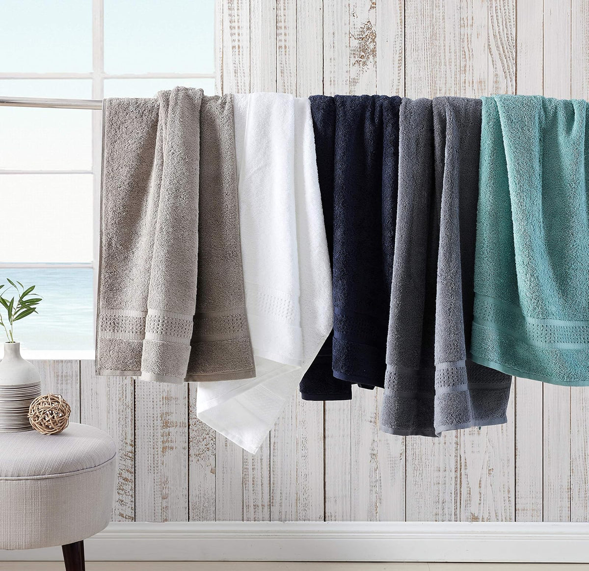 Nautica - Toallas de baño, Resistentes a la decoloración, absorbentes de resaltes, Certificado Oeko-Tex, 6 Piezas