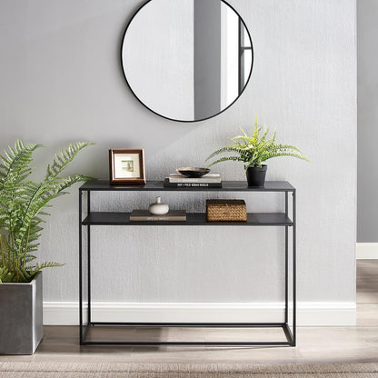 Crosley Furniture Braxton - Mesa Consola con Estante de Almacenamiento para Pasillo, Entrada o Sala de Estar, Color Negro Mate