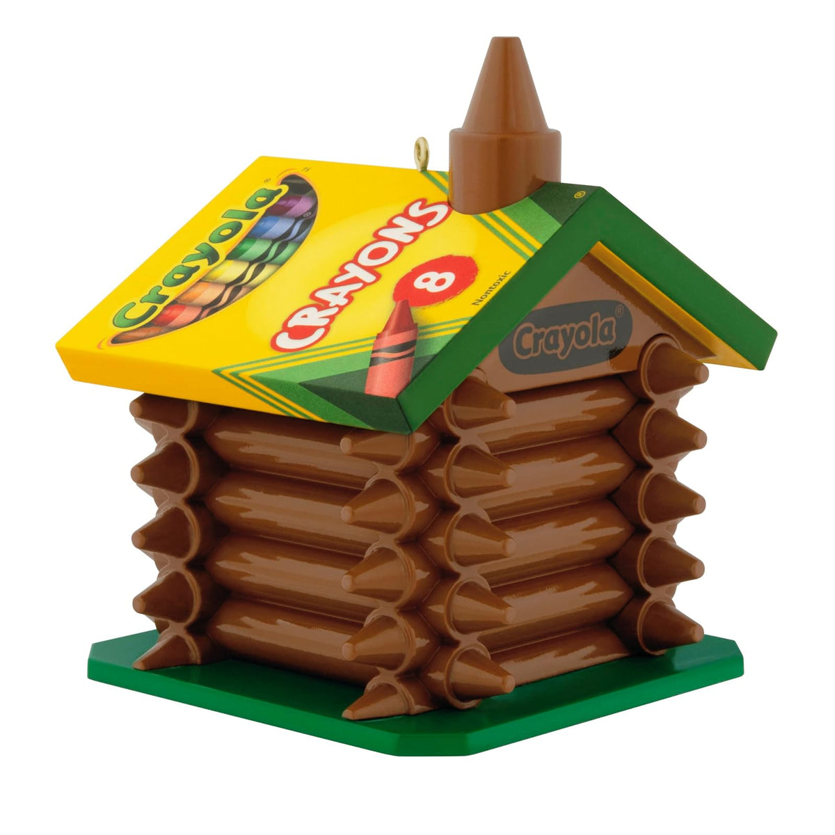 Hallmark - Adorno navideño de Recuerdo 2025, Crayola Colorida cabaña de Troncos, Regalos para niños