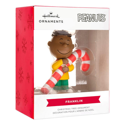 Hallmark Peanuts Franklin con Adorno navideño de bastón de Caramelo, Regalos para fanáticos de los Cacahuetes