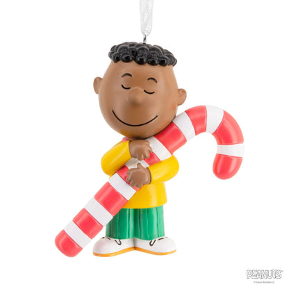 Hallmark Peanuts Franklin con Adorno navideño de bastón de Caramelo, Regalos para fanáticos de los Cacahuetes