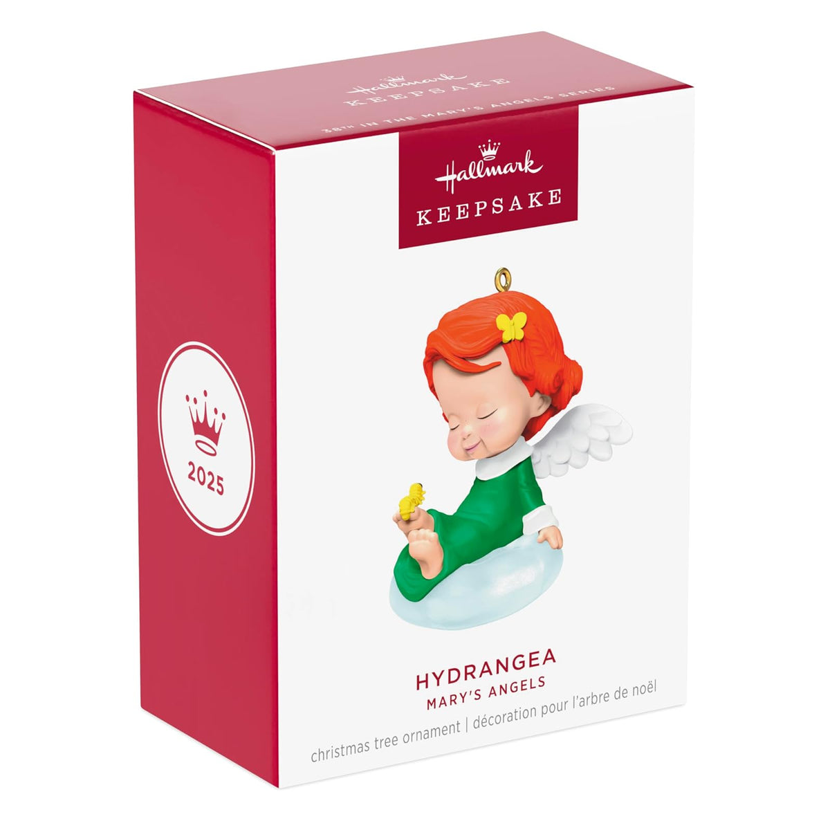 Hallmark - Adorno navideño de Recuerdo 2025, Hortensia de los ángeles de María, Regalos para coleccionistas de ángeles