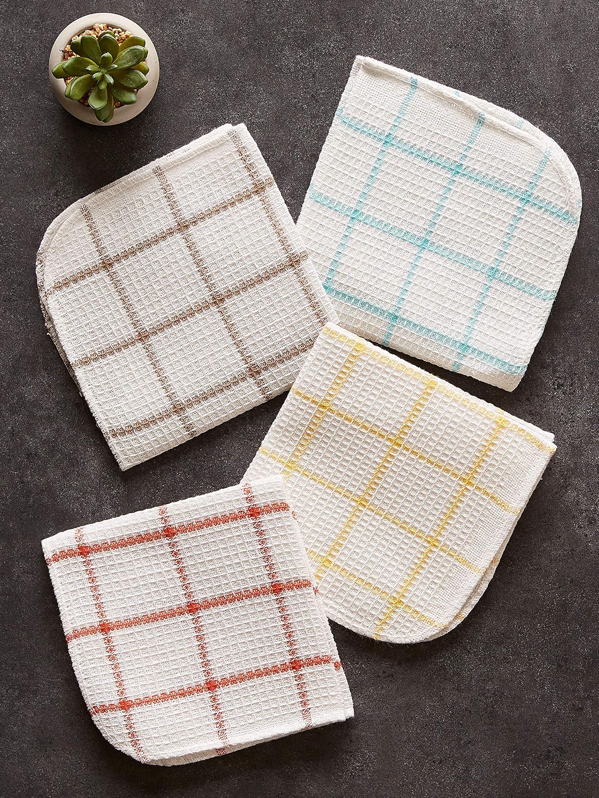 DII Juego básico de paños de Cocina de algodón y poliéster, 12 x 12, Aqua 6 Unidades