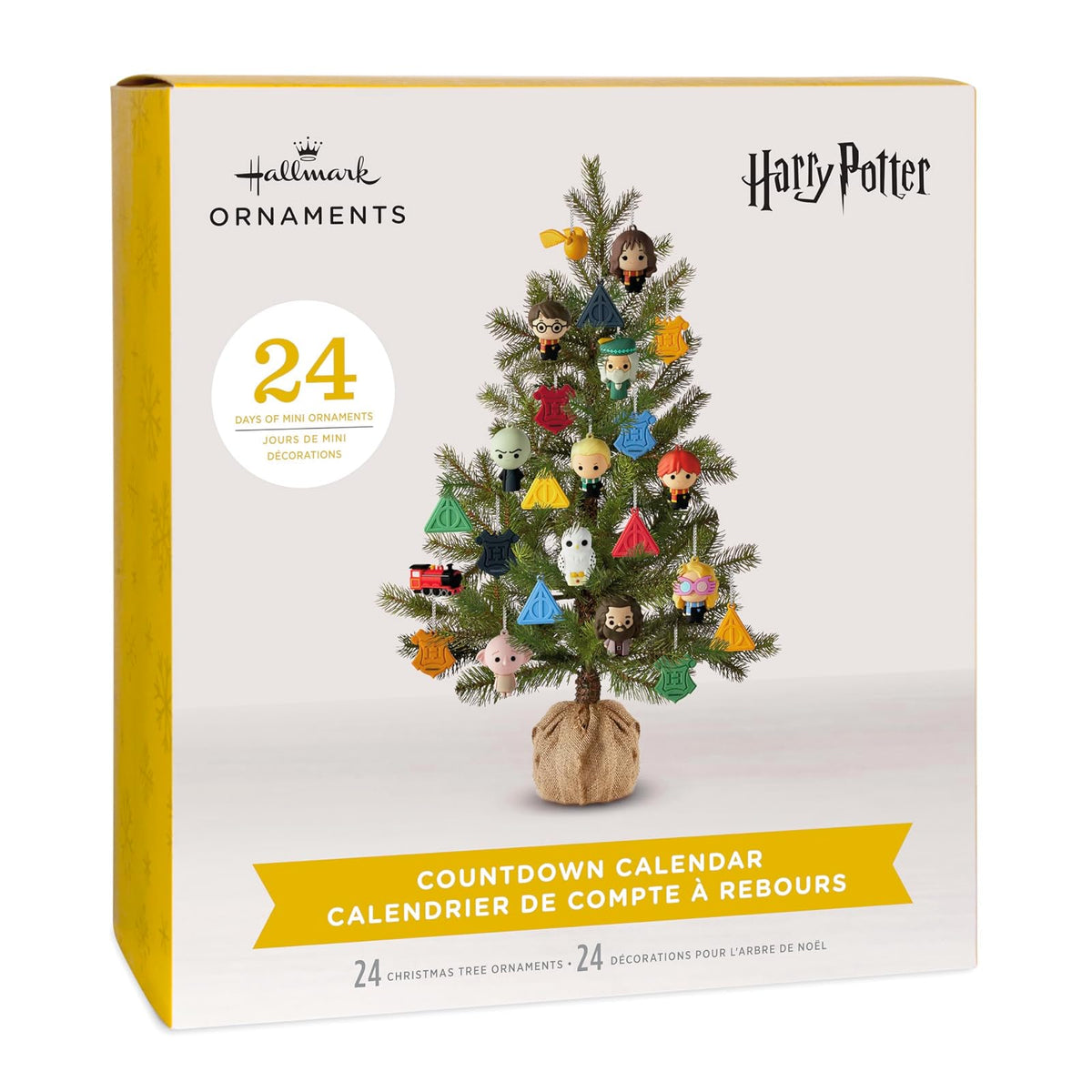 Hallmark - Caja de calendario de cuenta regresiva de Harry Potter con 24 mini adornos, regalos para los fanáticos de Harry Potter
