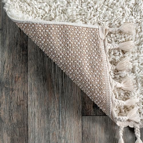 nuLOOM Neva - Alfombra Moderna con borlas, 2 x 3, Color Marfil | Nuloom Neva - Alfombra sólida de 2 x 3 pies, para sala de estar, recámara, comedor, guardería, entrada, color marfil