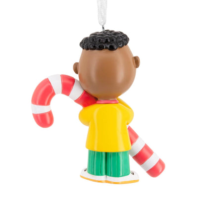Hallmark Peanuts Franklin con Adorno navideño de bastón de Caramelo, Regalos para fanáticos de los Cacahuetes