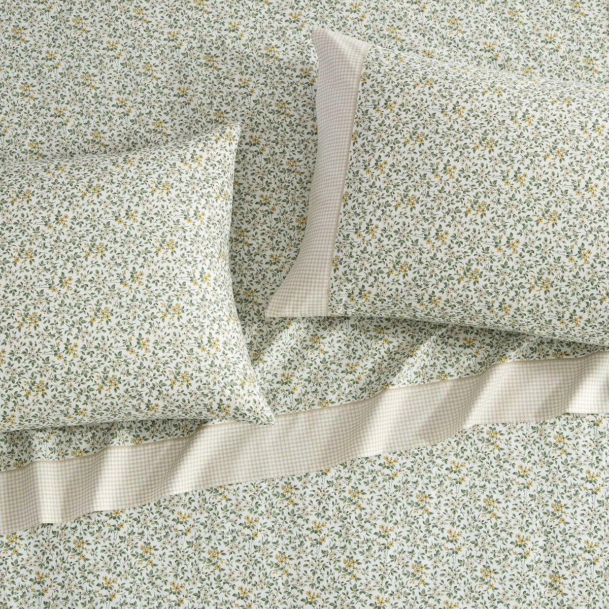 Laura Ashley Juego de sábanas de tamaño King, Transpirable, percal de algodón, Esquinas Tipo Bolsillos Profundos, Elegante, decoración de hogar, Certificado Oeko-Tex, Verde (Tierney Green)