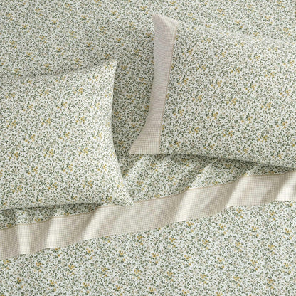 Laura Ashley Juego de sábanas de tamaño King, Transpirable, percal de algodón, Esquinas Tipo Bolsillos Profundos, Elegante, decoración de hogar, Certificado Oeko-Tex, Verde (Tierney Green)