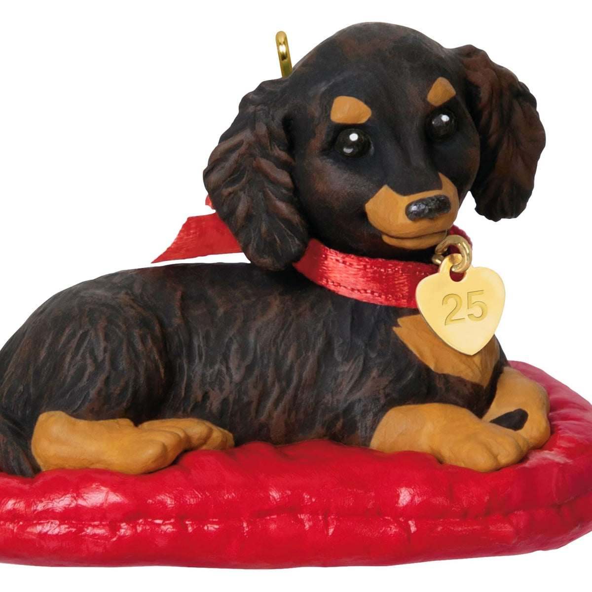 Hallmark - Adorno navideño de Recuerdo 2025, Cachorro Love Dachshund de Pelo Largo 2025, Regalos para Amantes de los Animales