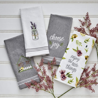 SKL Home Juego de Toallas de Mano de Lavanda, 2 Piezas, 100% algodón | Terciopelo suave y decorativo. Para uso en el baño, cocina o bar y es un gran regalo.