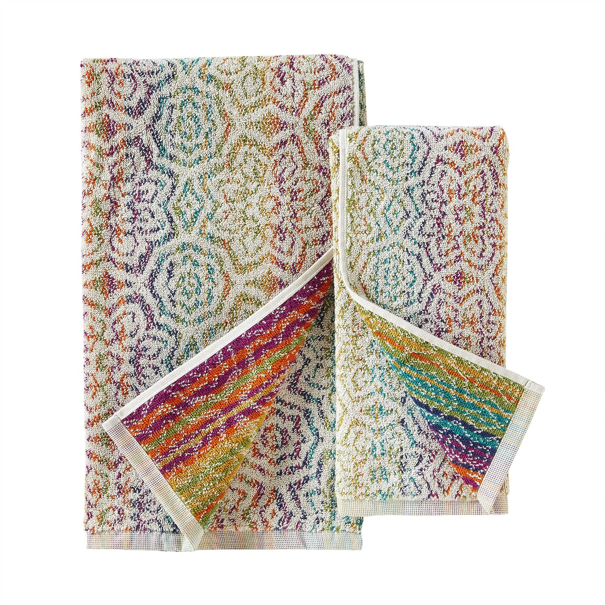 SKL Home - Toalla de baño Rhapsody, 100% algodón, Multicolor | Peso de 550 g/m². Calidad de nivel de spa. tela suave y absorbente. Patrón jacquard reversible para 2 looks en 1.