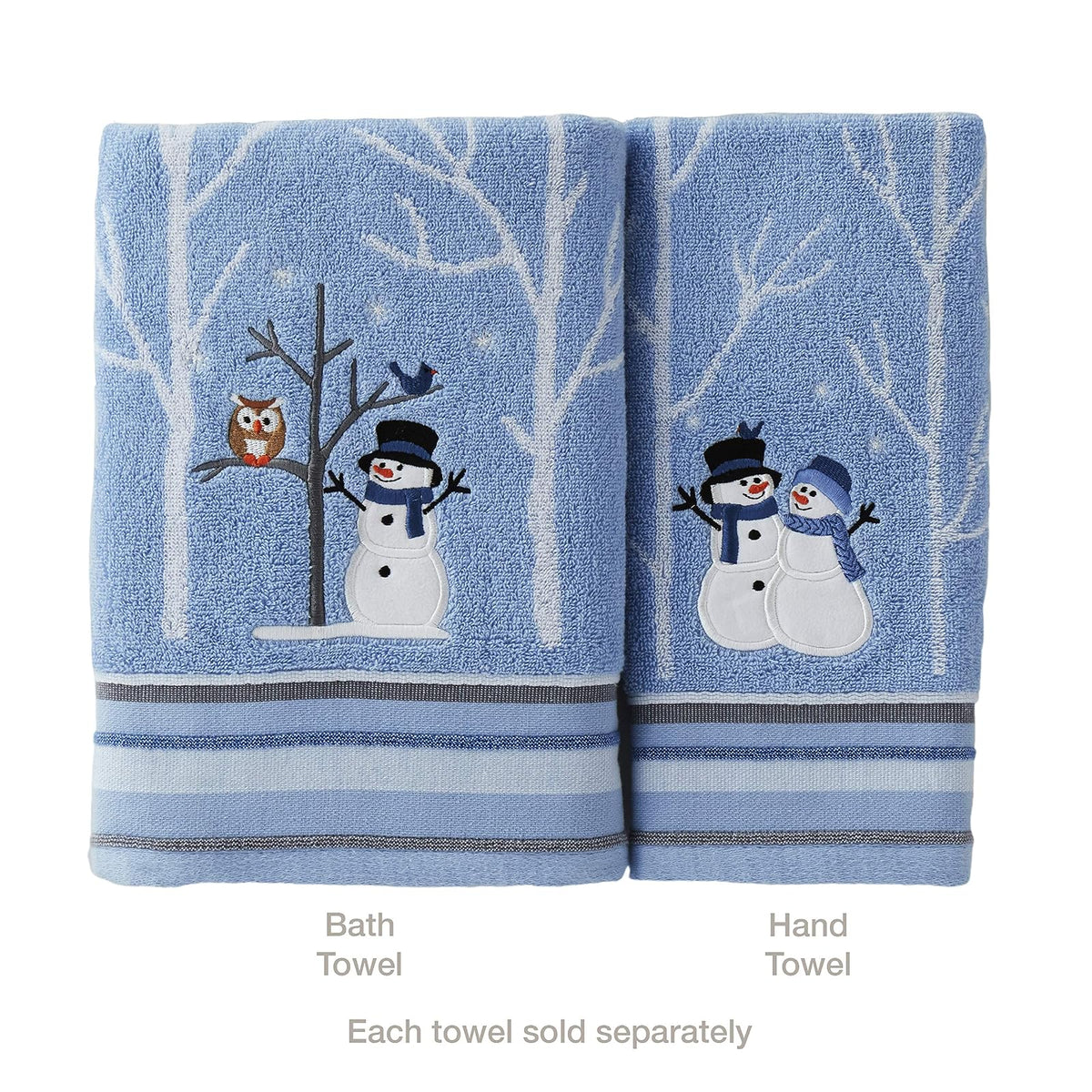 SKL Home - Juego de 2 Toallas de Mano de muñeco de Nieve para Navidad, para baño, Cocina y Regalo, Color Azul